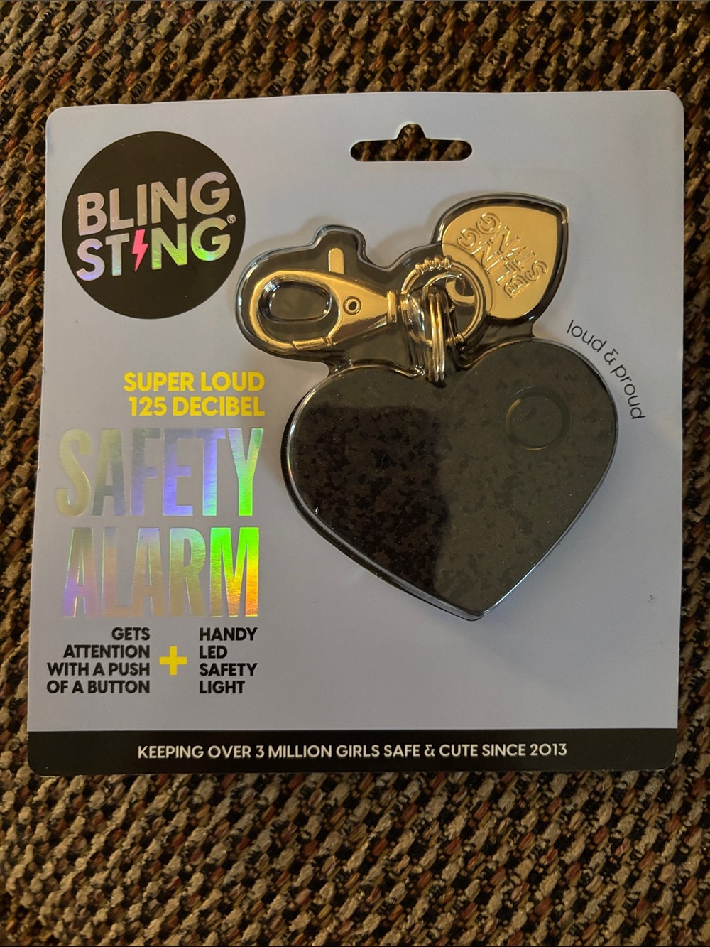 Black Heart Safety Alarm with LED